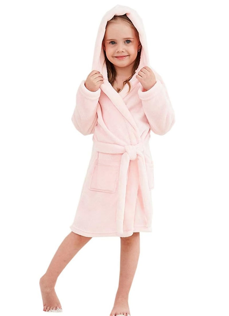 Umeyda Girls' Bathrobe, Plush Pool Cover up Hooded Fleece Robe Bathrobe for Toddler Little & Big Girls, Pink, US 11-12 Years, CN 170 - Image 2